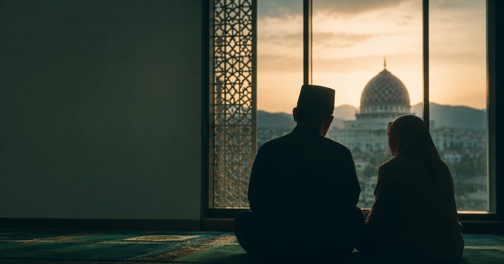 Senja menemani percakapan yang tenang di tepi jendela